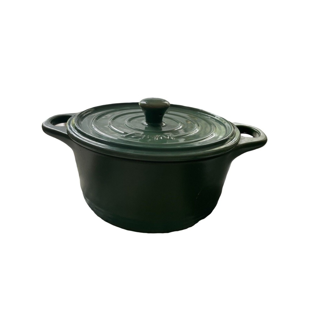 Parini Brand ~ Round ~ 1 Qt ~ Green Casserole w/Lid ~ Ceramic ~ Non Stick